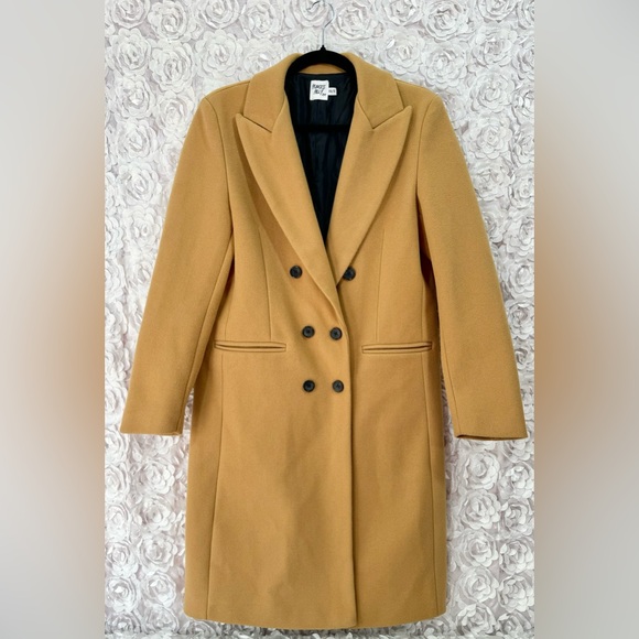 PRINCESS POLLY Women's Long Brown Winter Pea Coat Double Breasted Size XS/ S - Picture 2 of 10